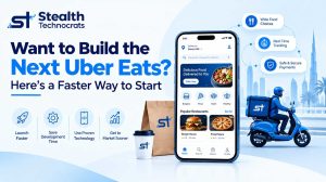 Food delivery app concept with restaurant listings and online ordering